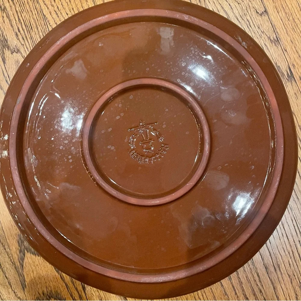 German Handarbeit Art Pottery Terracotta Platter Plate 12.25